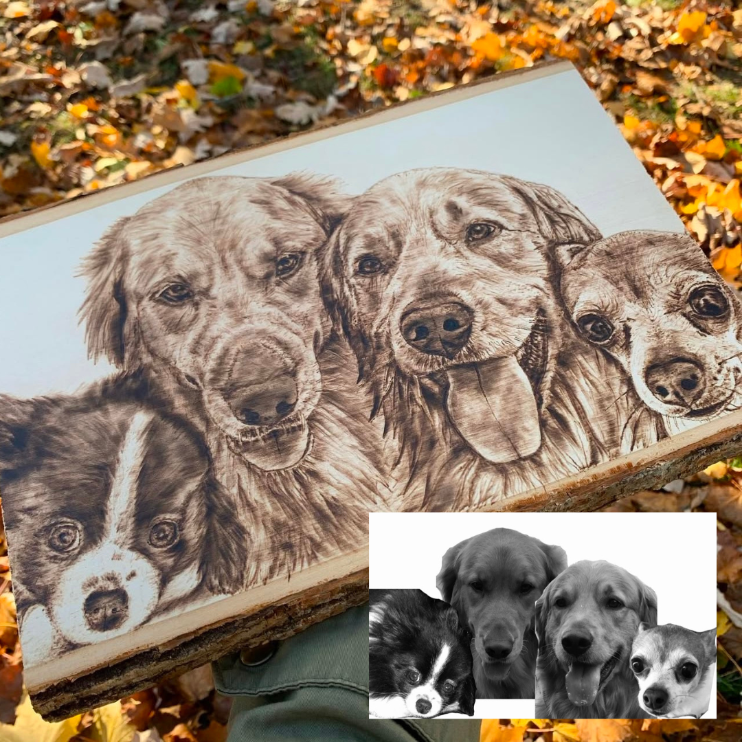 Custom Wood-Burned Pet Portrait