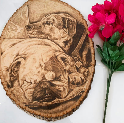Custom Wood-Burned Pet Portrait