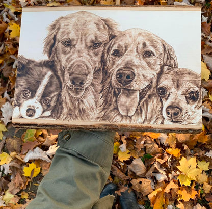 Custom Wood-Burned Pet Portrait