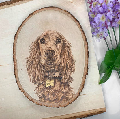 Custom Wood-Burned Pet Portrait