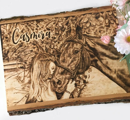 Custom Wood-Burned Pet Portrait