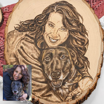 Custom Wood-Burned Pet Portrait