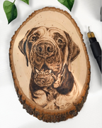 Custom Wood-Burned Pet Portrait